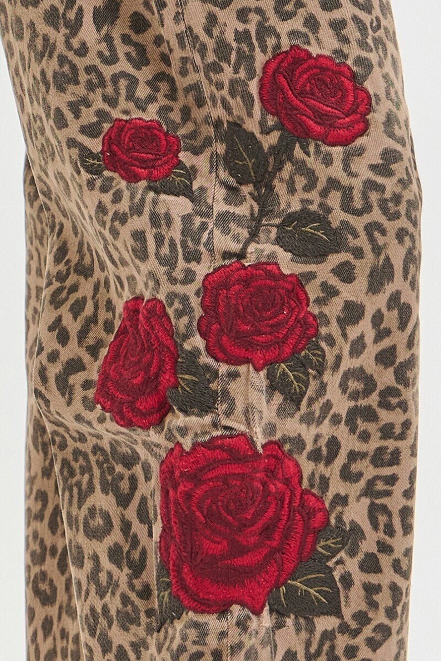PGC-21918 | Risen Slouchy Barrel Leopard Print Pants | Brown | Sizes 25-32 - Picture 10 of 10